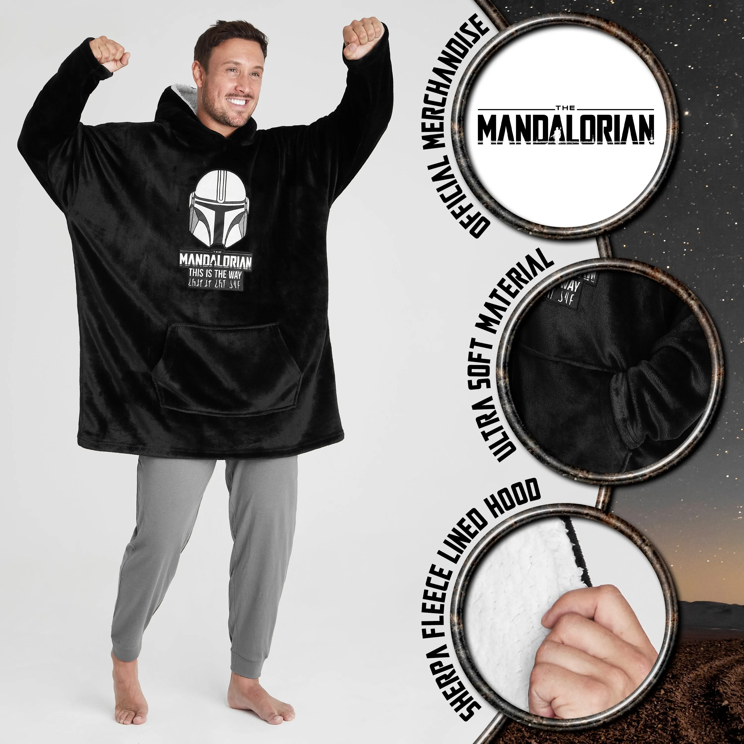 The Mandalorian Mens Hoodie, Fleece Oversized Blanket Hoodie, Gifts for Men