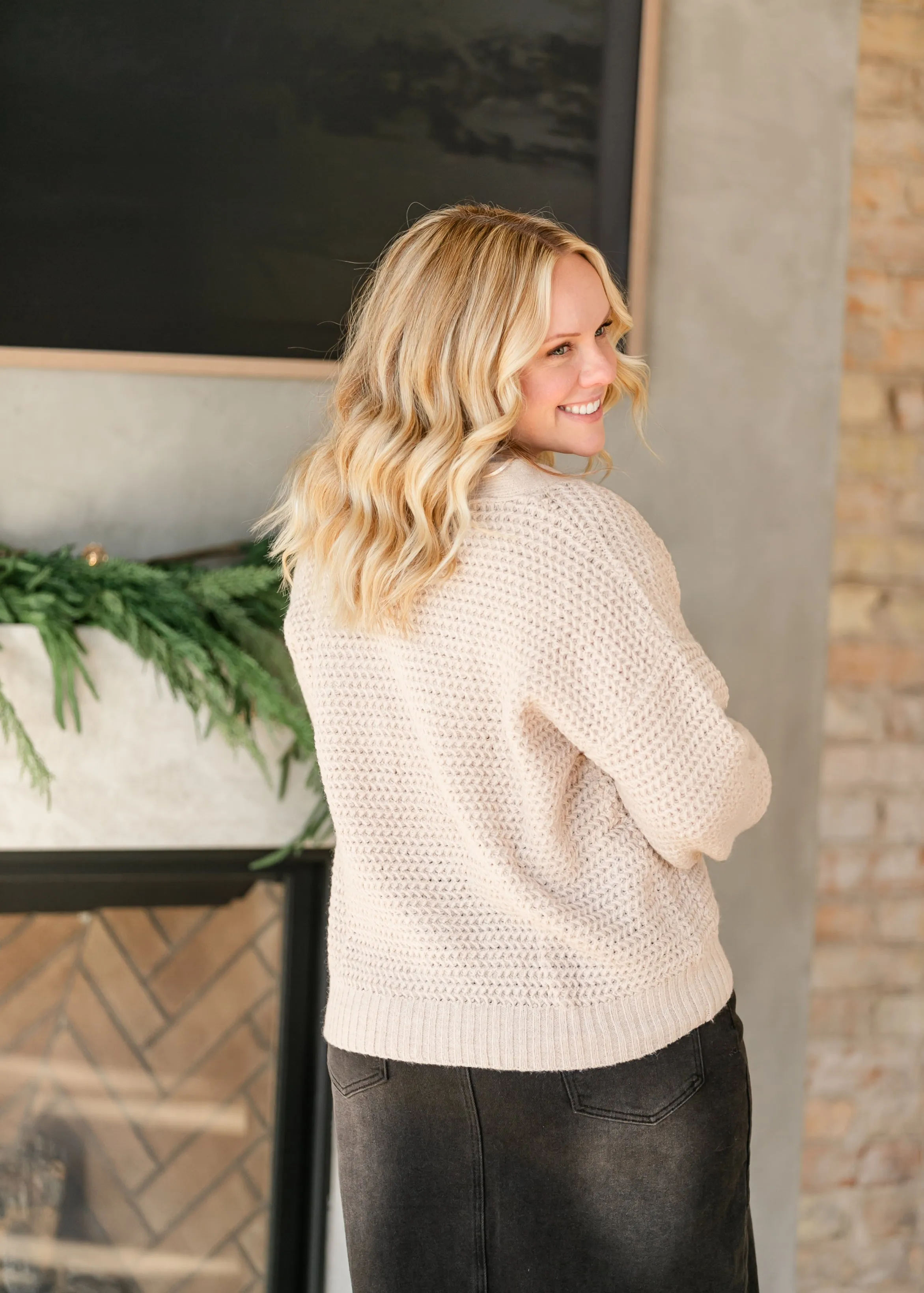 Vanessa Chain Knit Button Front Cardigan