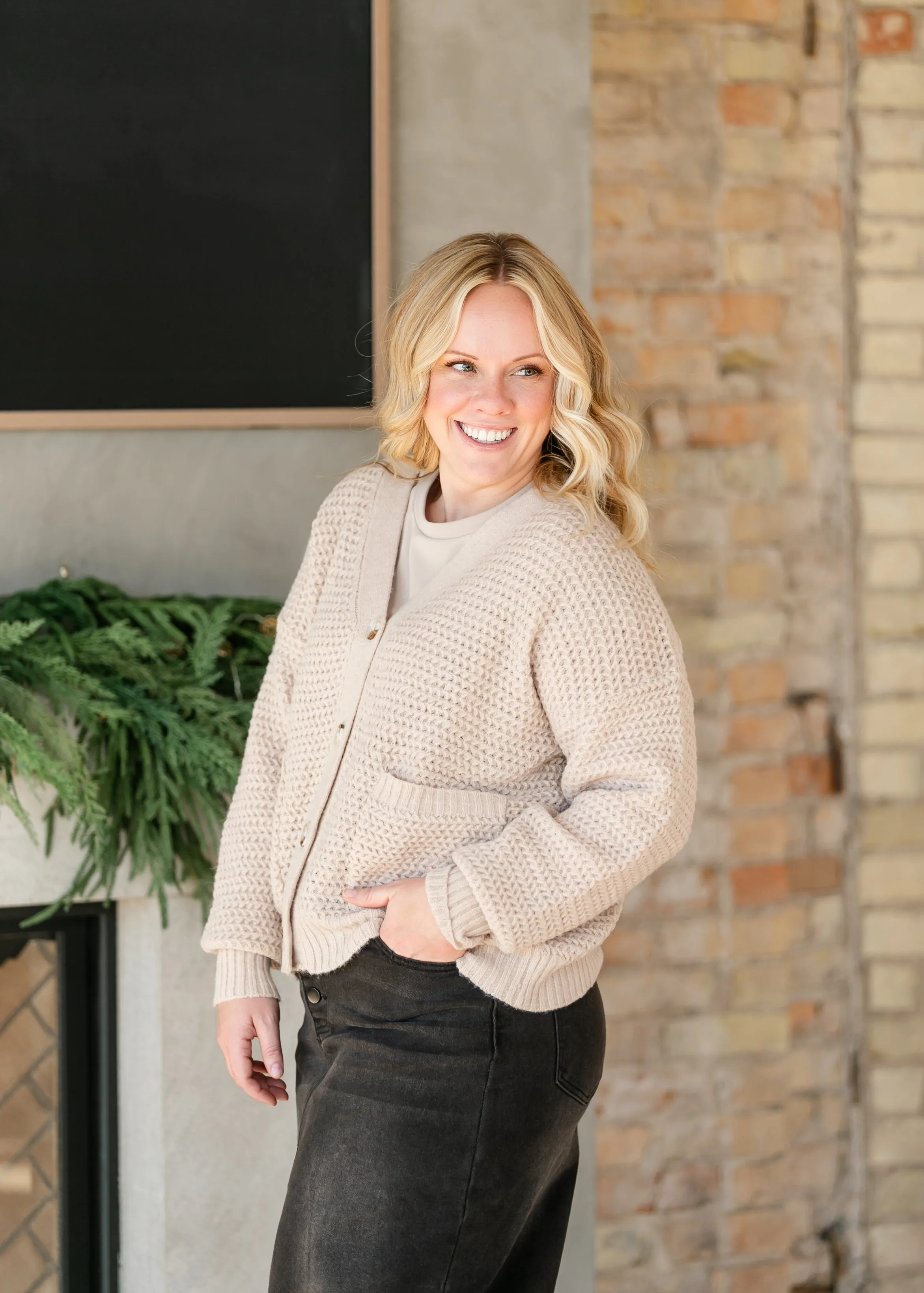 Vanessa Chain Knit Button Front Cardigan