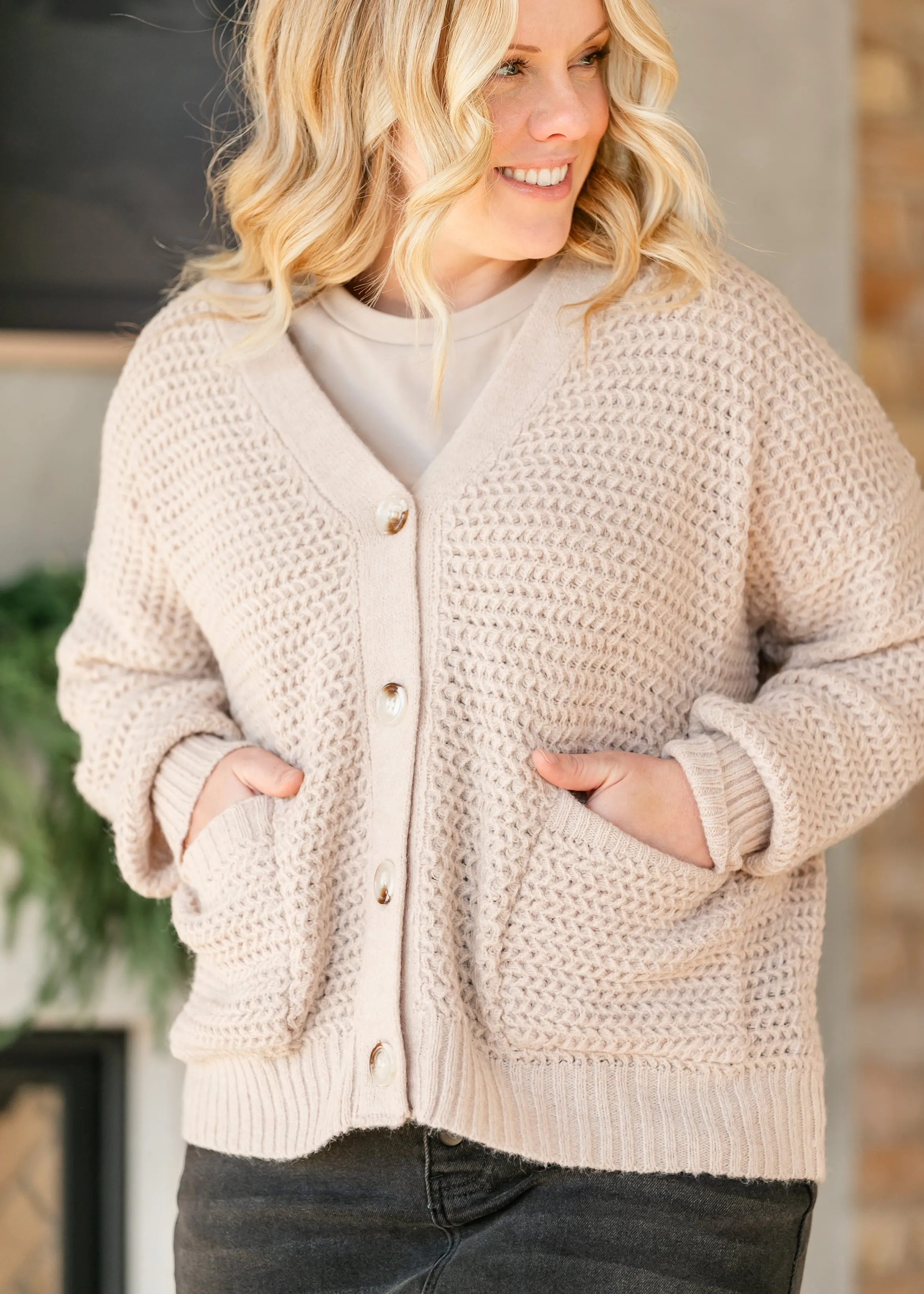 Vanessa Chain Knit Button Front Cardigan