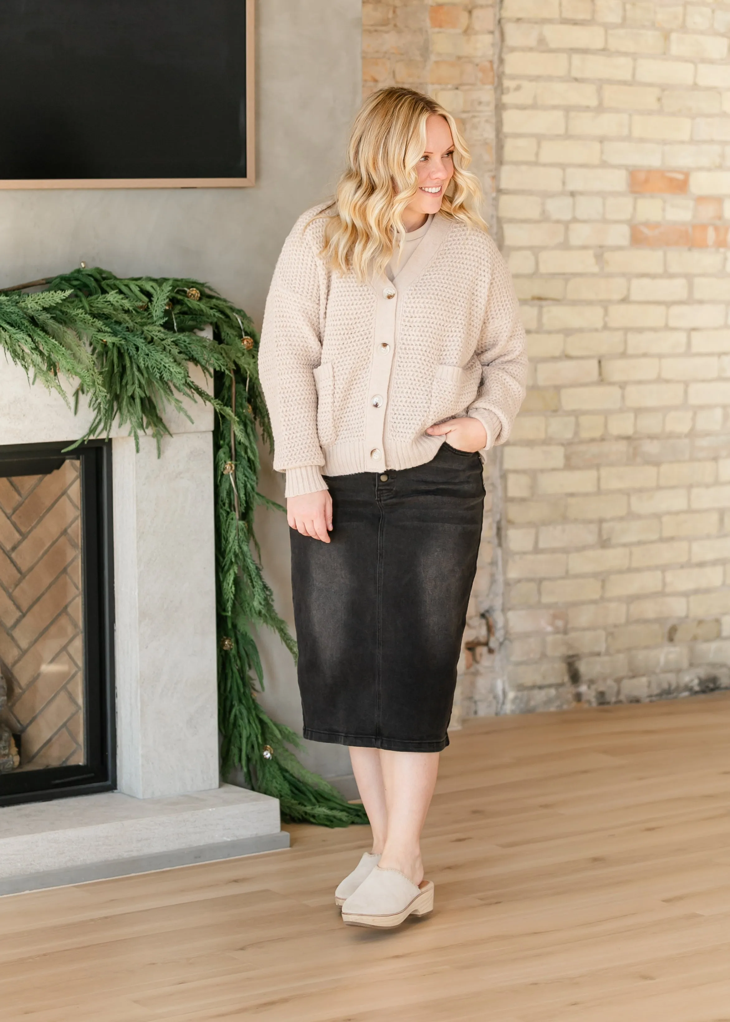 Vanessa Chain Knit Button Front Cardigan