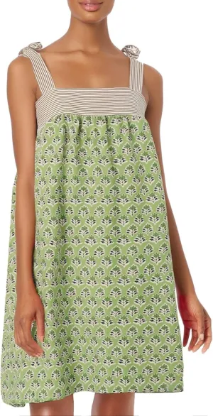 Women Floral Tie Shoulder Mini Dress Cute Square Neck Loose Fit Beach Short Dress Backless Boho Vocation Sundress