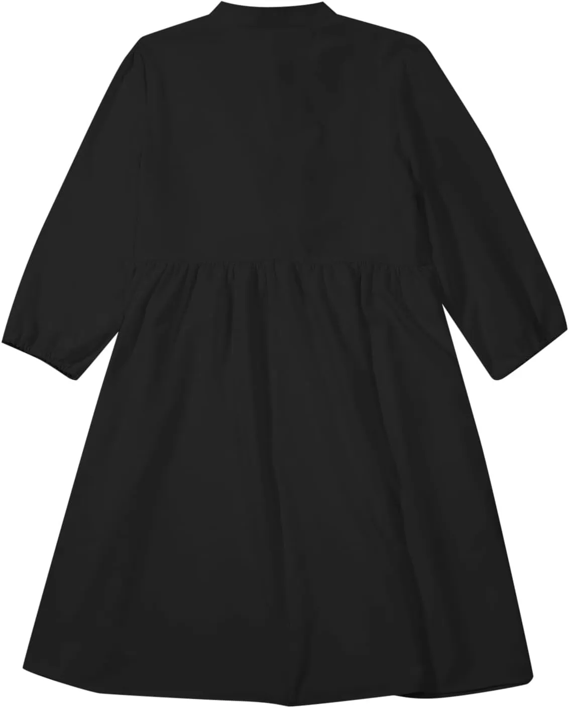 Women's Babydoll Dress Crewneck Long Puff Sleeve Tie Front Ruffle A-Line Mini Dress Cute Mini Tunic Dresses 2025