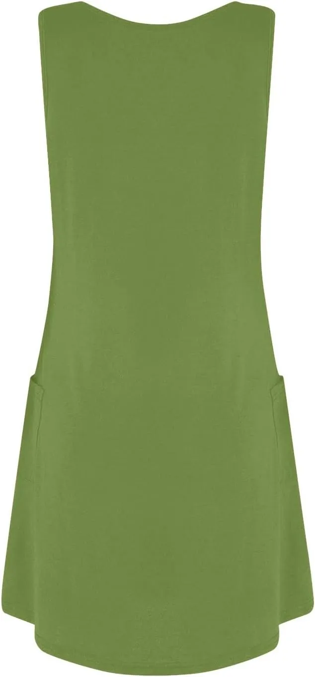 Women's Casual Sleeveless Color Block Summer Dress with Pockets Comfortable Loose Fit for Beach and Daily Wear