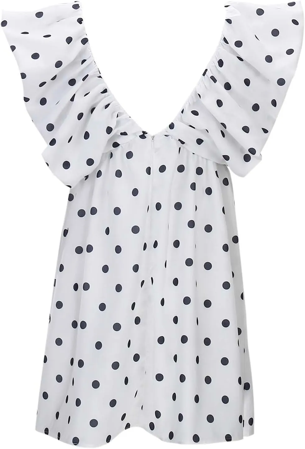 Women's Floral Print Mini Dress Backless V Neck Puff Sleeve Flowy Dresses Short Babydoll Bow Shirts Sundress