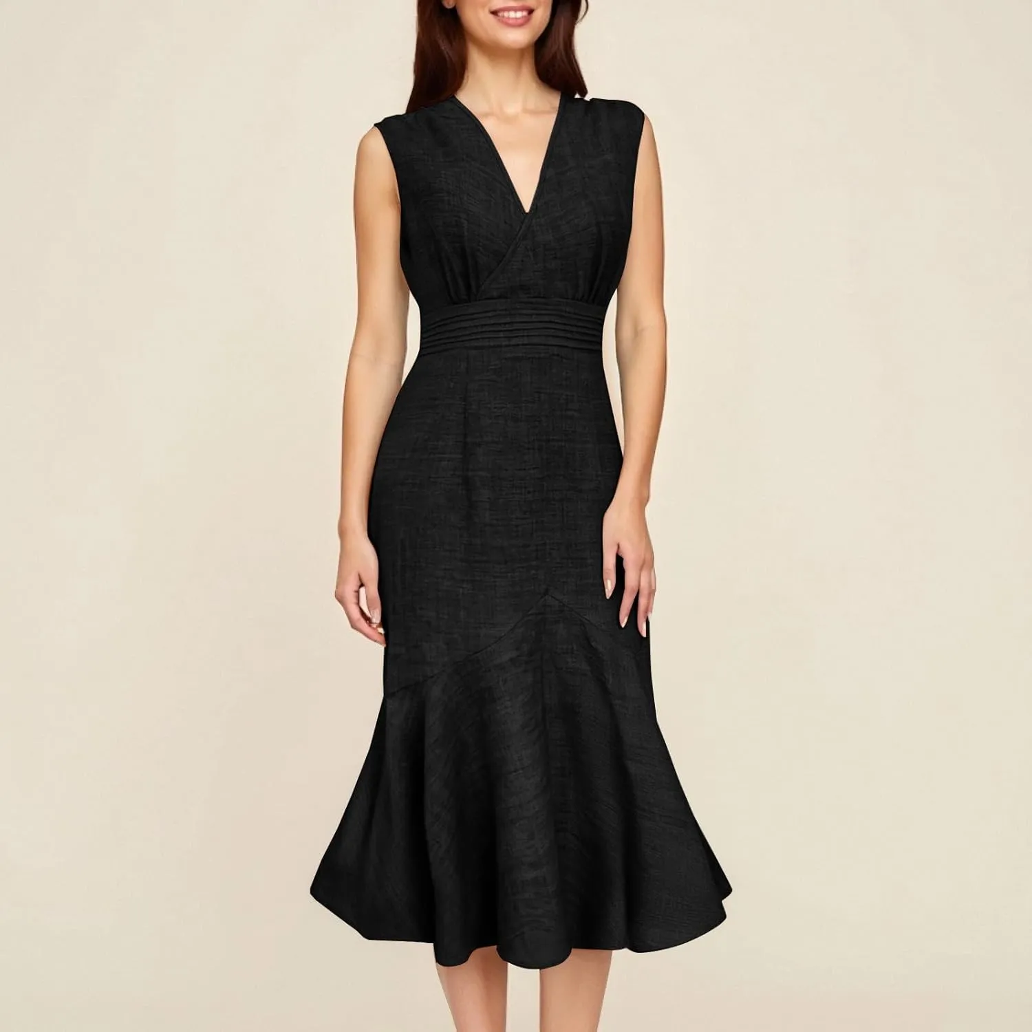 Women's Summer Sundress Fashion V-Neck Sleeveless Slim Fishtail Dress 2025 Trendy Going Out Party Dresses