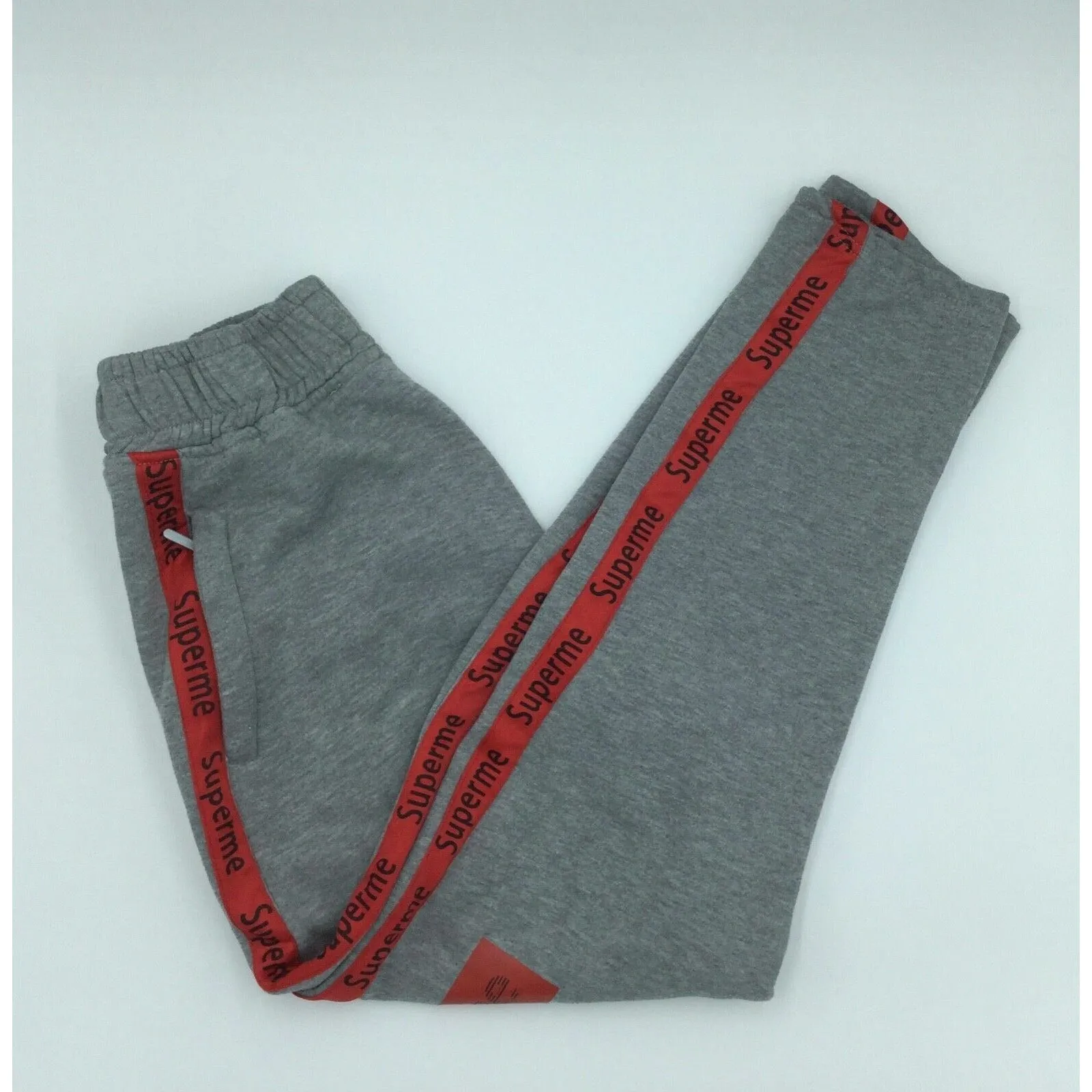 Women's Supreme Grey and Red Sweatpants, Joggers, Track pants, Size L