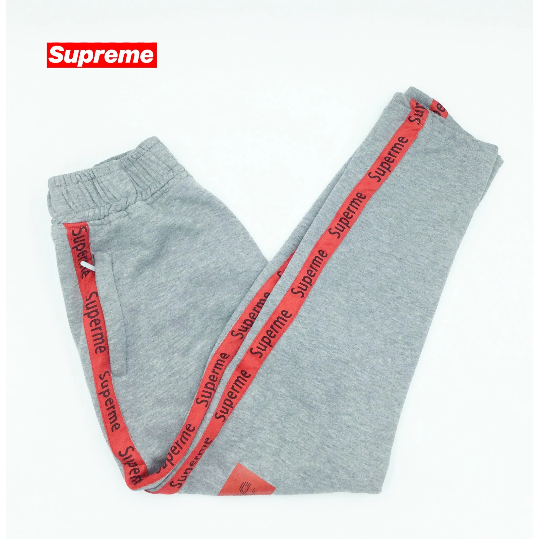 Women's Supreme Grey and Red Sweatpants, Joggers, Track pants, Size L