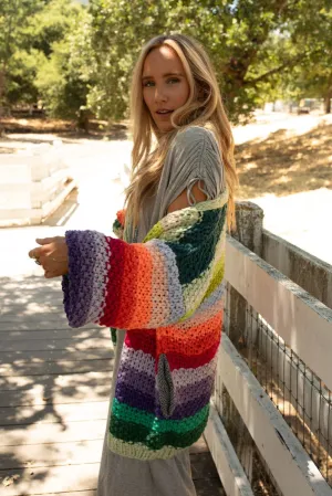 Wrapped up in Color Knit Cardigan - Green Multi