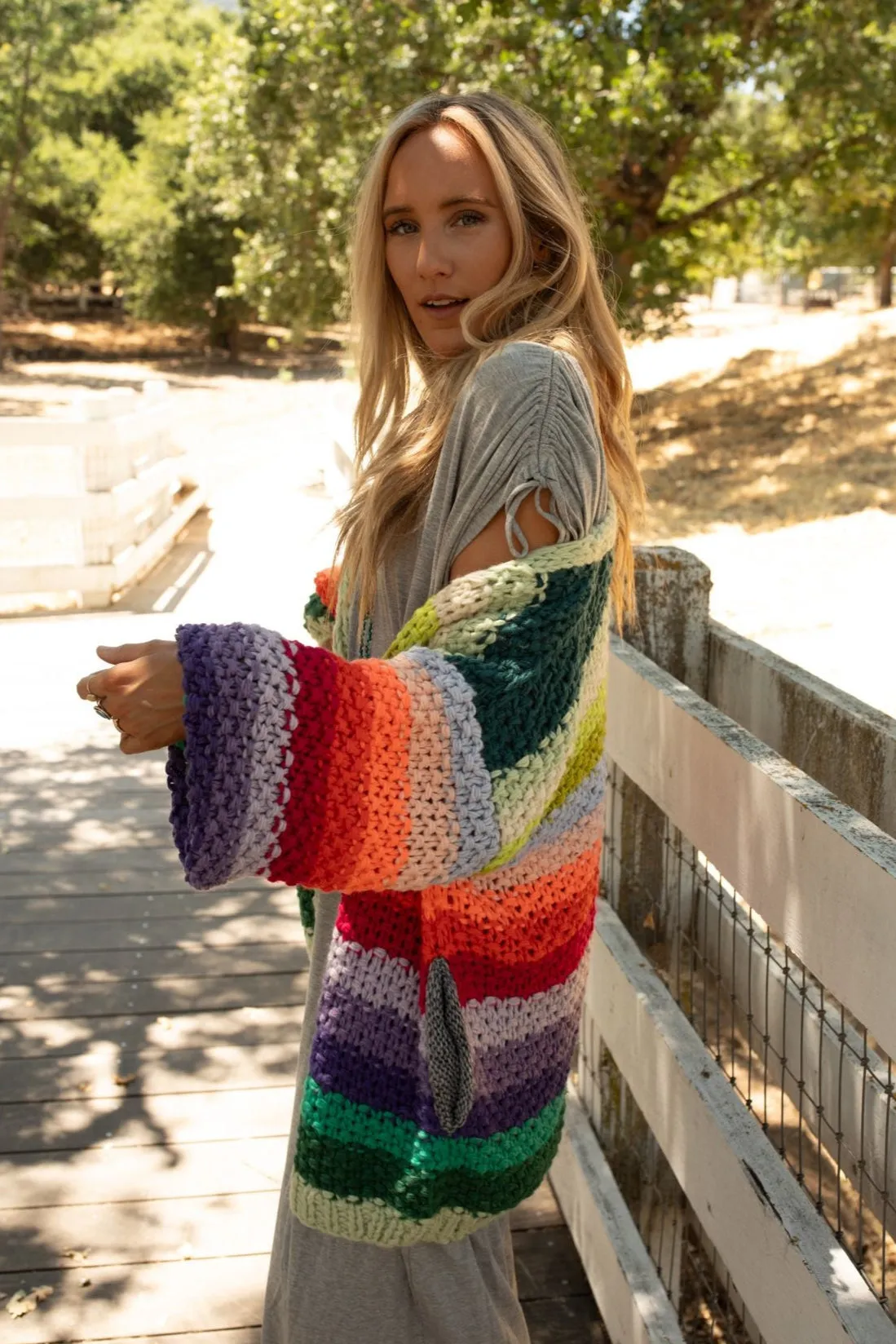 Wrapped up in Color Knit Cardigan - Green Multi